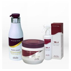 Sausų ir dažytų plaukų rinkinys (Šampūnas, kaukė, kremas 12 viename) 