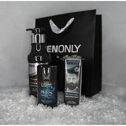 Rinkinys vyrams: šampūnas ir dušo gelis su juod. ikrais, simondsijų aliejus barzdai ir pieštukinis dezodorantas "Blue Wave" dov. maišelyje Rinkinys vyrams: šampūnas ir dušo gelis su juod. ikrais, simondsijų aliejus barzdai ir pieštukinis dezodorantas "Blue Wave" dov. maišelyje
